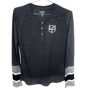 Reebok Girls Los Angeles Kings Henley Long Sleeve T Shirt Size 14 NEW